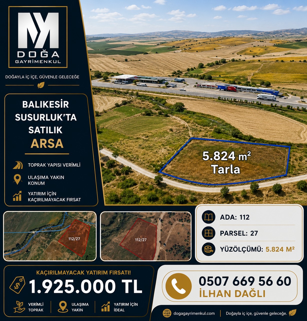 Balıkesir Susurluk'ta 5.824 m² Satılık Arsa