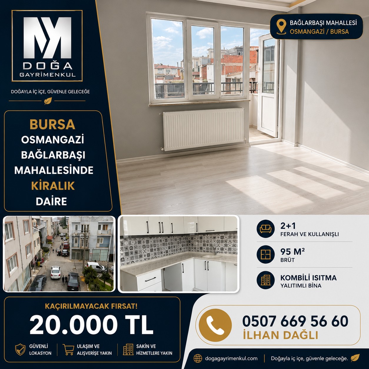 MK DOĞA GAYRİMENKULDEN BAĞLARBAŞINDA KİRALIK DAİRE