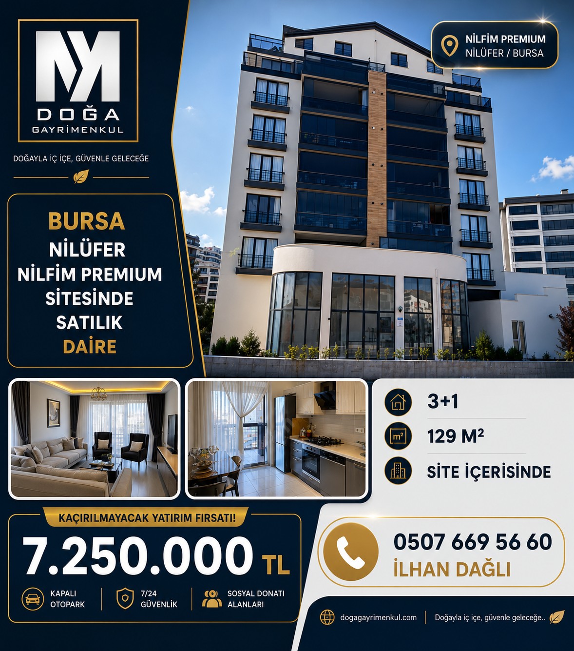 MKDOĞA GAYRİMENKUL'DEN NİLFİM PREMİUM SİTESİNDE SATILIK3+1 DAİRE