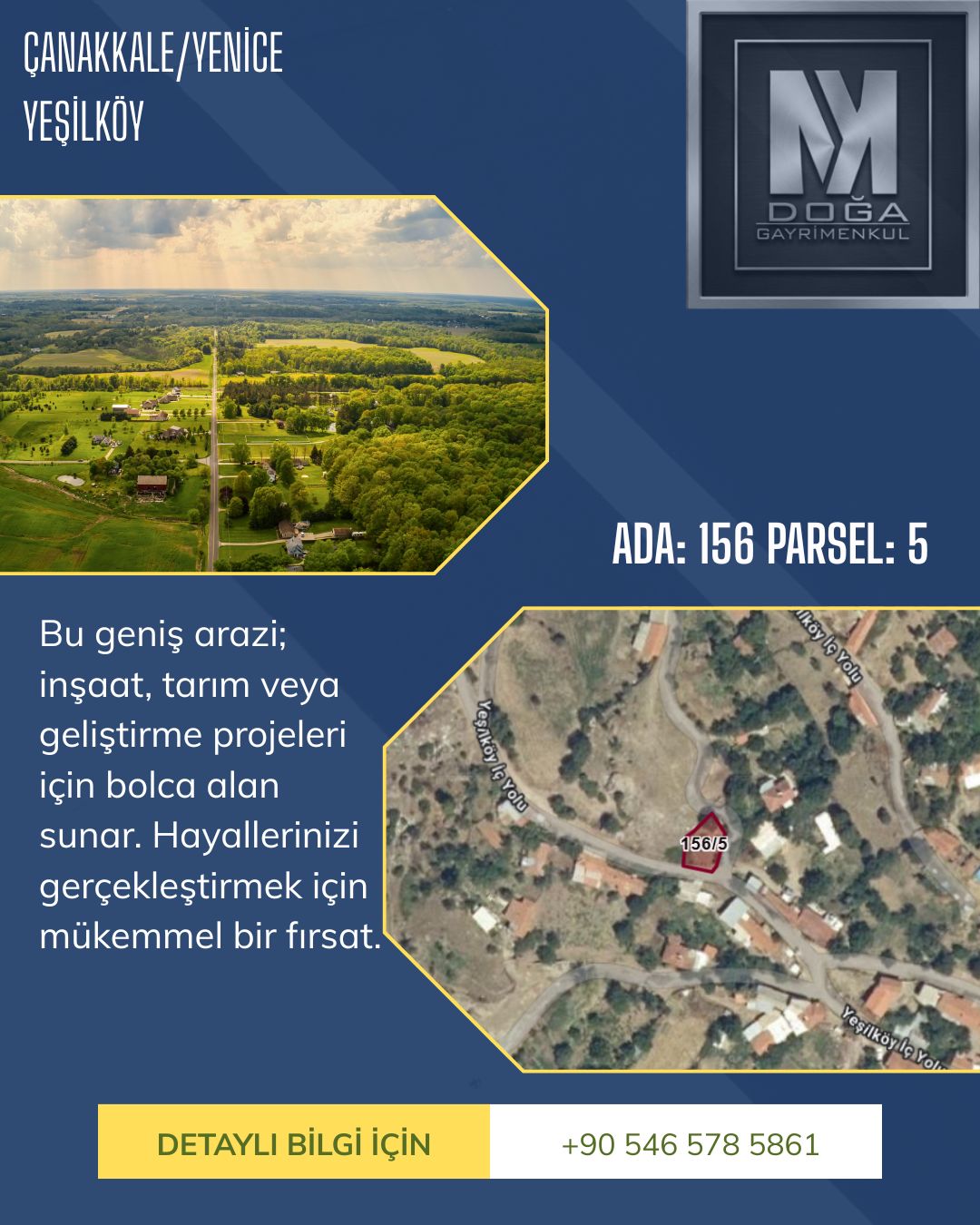 MK DOĞA GAYRİMENKUL'DEN ÇANAKKALE YENİCE'DE SATILIK İMARLI ARSA